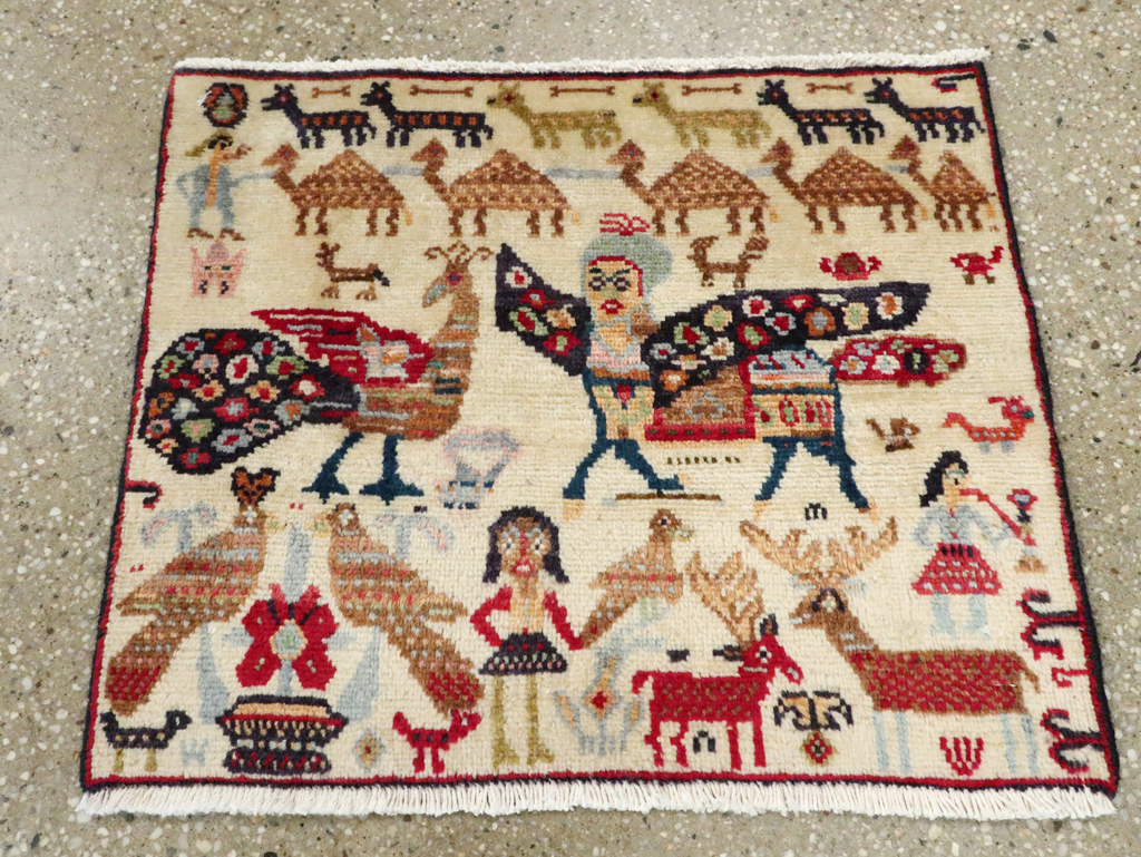 Vintage Persian Baluch Pictorial Rug (Pair: 1 of 2), No.27488 - Gss