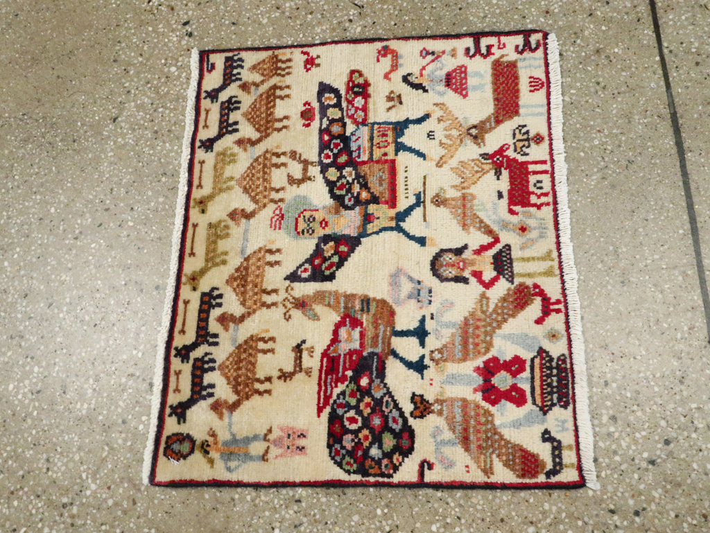 Vintage Persian Baluch Pictorial Rug (Pair: 1 of 2), No.27488 - Gss