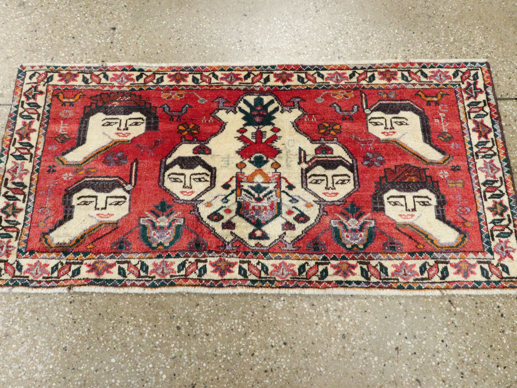 Vintage Persian Hamadan Pictorial Throw Rug (Pair: 1 of 2), No.27489 - Gss
