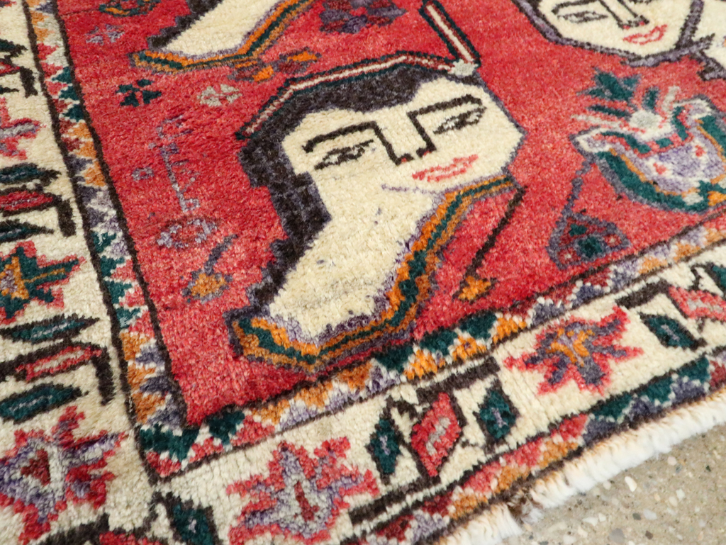Vintage Persian Hamadan Pictorial Throw Rug (Pair: 1 of 2), No.27489 - Gss