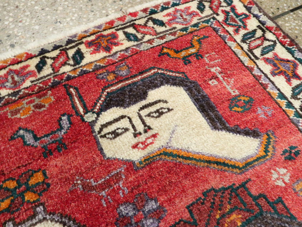 Vintage Persian Hamadan Pictorial Throw Rug (Pair: 1 of 2), No.27489 - Gss