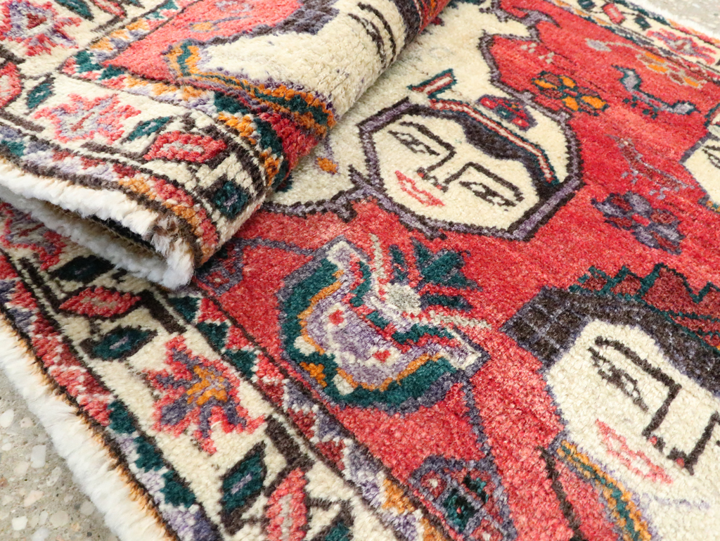 Vintage Persian Hamadan Pictorial Throw Rug (Pair: 1 of 2), No.27489 - Gss