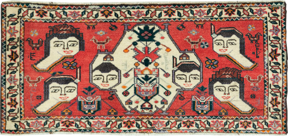 Vintage Persian Hamadan Pictorial Throw Rug (Pair: 2 of 2), No.27490 - Gss