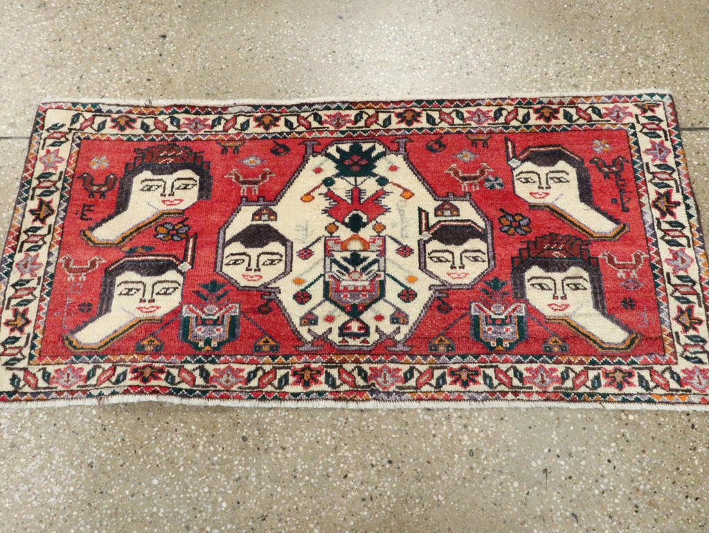 Vintage Persian Hamadan Pictorial Throw Rug (Pair: 2 of 2), No.27490 - Gss