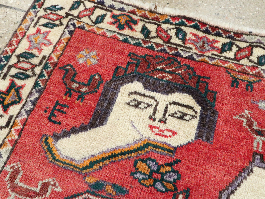 Vintage Persian Hamadan Pictorial Throw Rug (Pair: 2 of 2), No.27490 - Gss