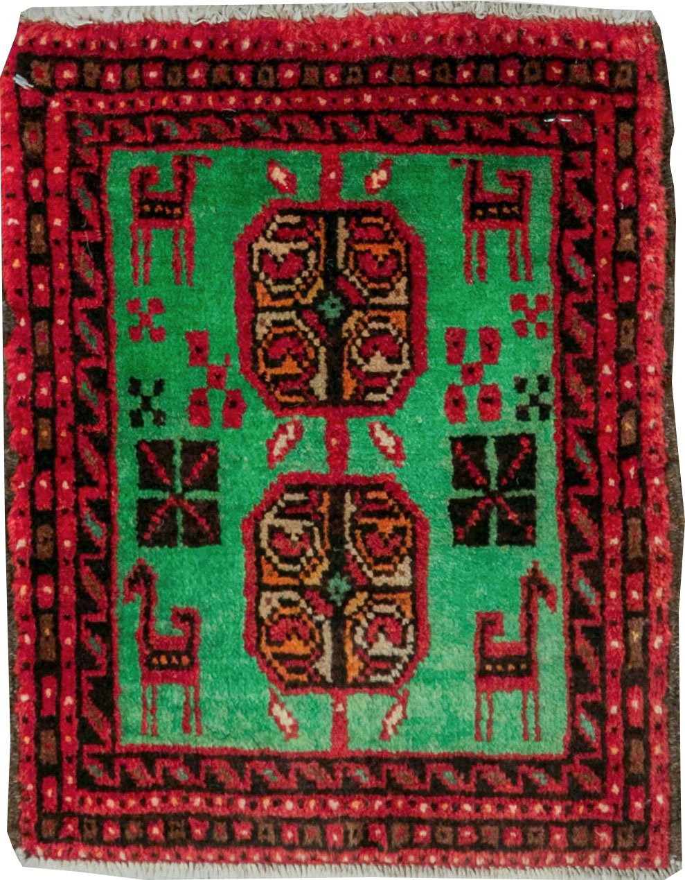 Vintage Persian Baluch Tribal Throw Rug (Pair: 2 of 4), No.27493 - Gss