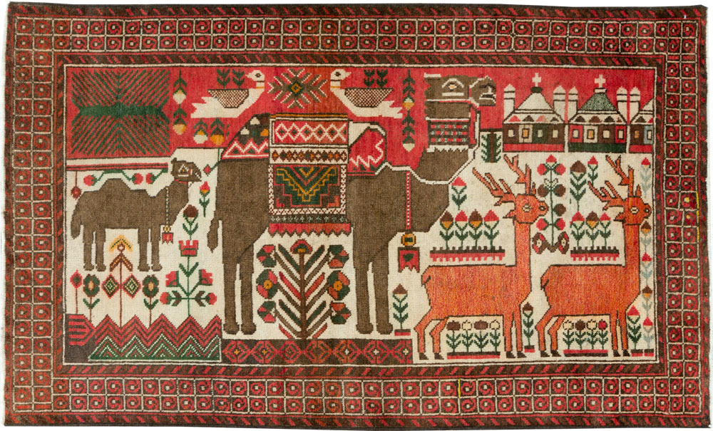 Vintage Persian Pictorial Baluch Rug, No.27500 - Gss