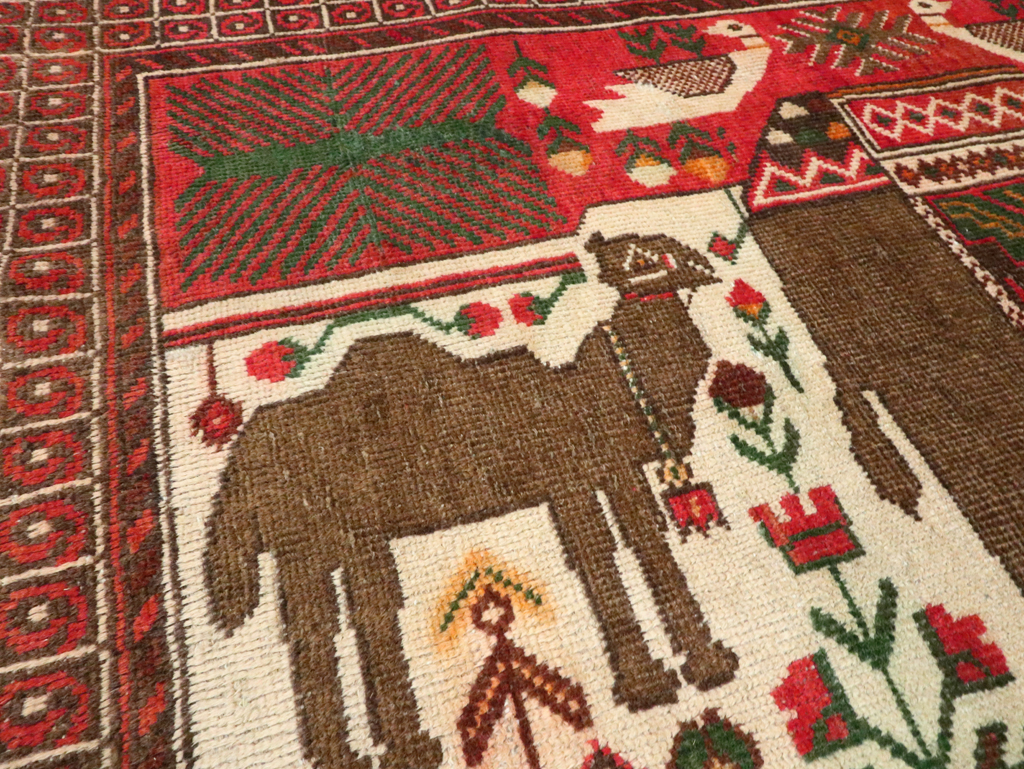 Vintage Persian Pictorial Baluch Rug, No.27500 - Gss