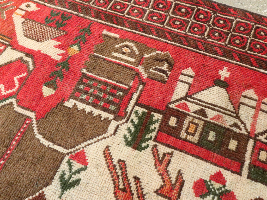 Vintage Persian Pictorial Baluch Rug, No.27500 - Gss