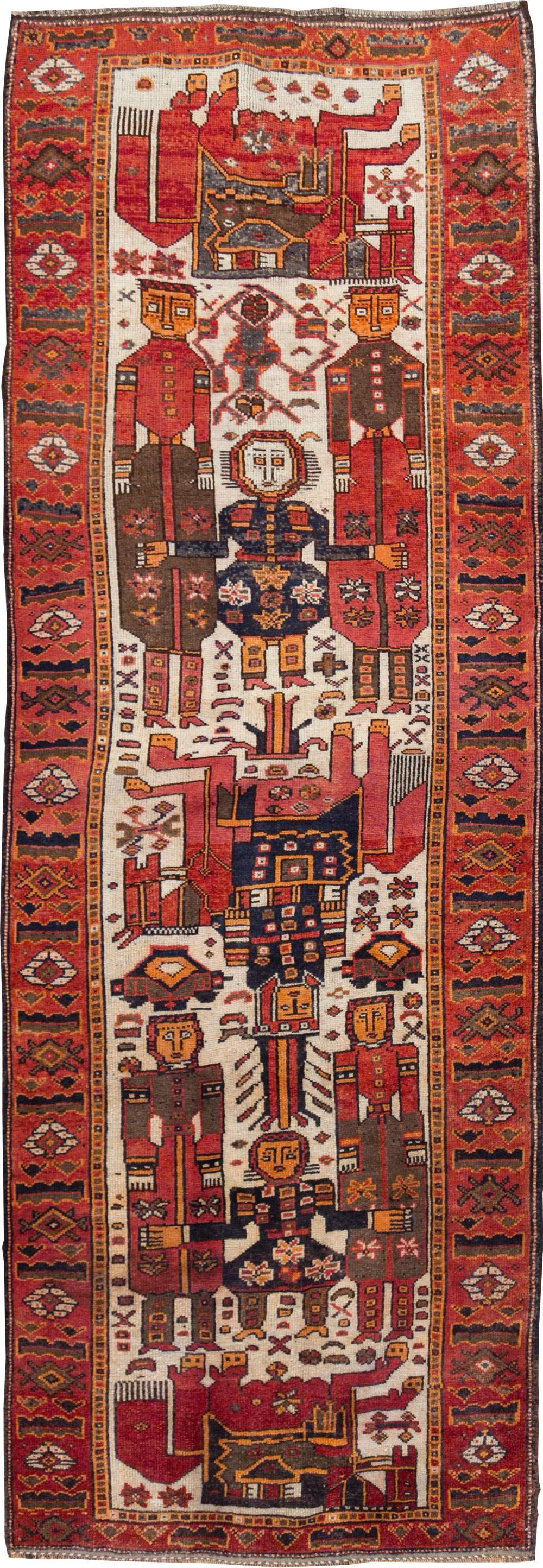 Vintage  Persian Bakhtiari Pictorial Carpet, No.27502 - Gss