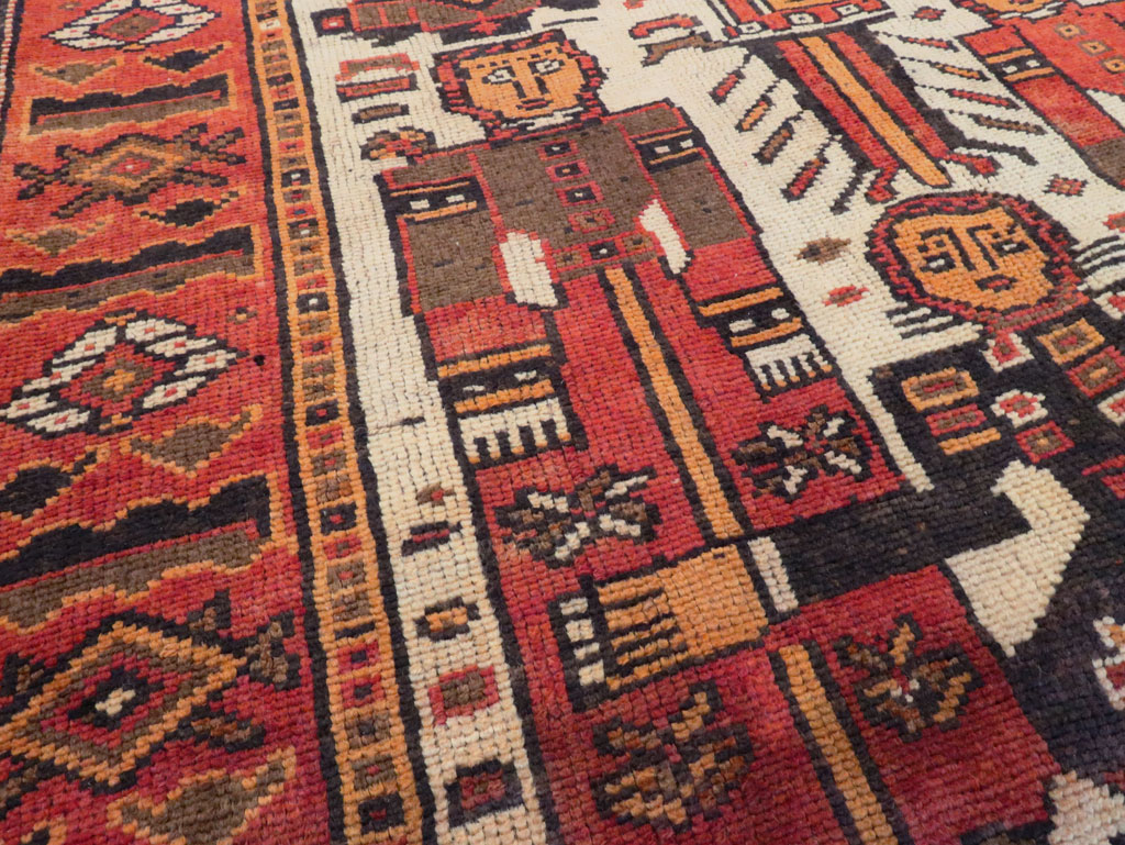 Vintage  Persian Bakhtiari Pictorial Carpet, No.27502 - Gss