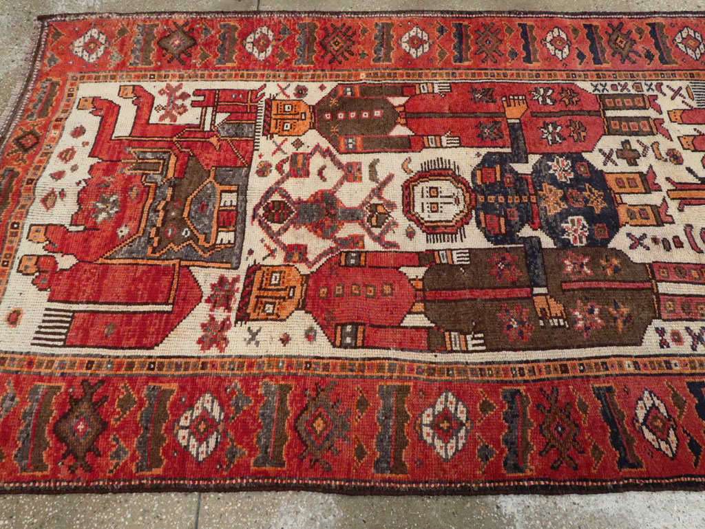 Vintage  Persian Bakhtiari Pictorial Carpet, No.27502 - Gss