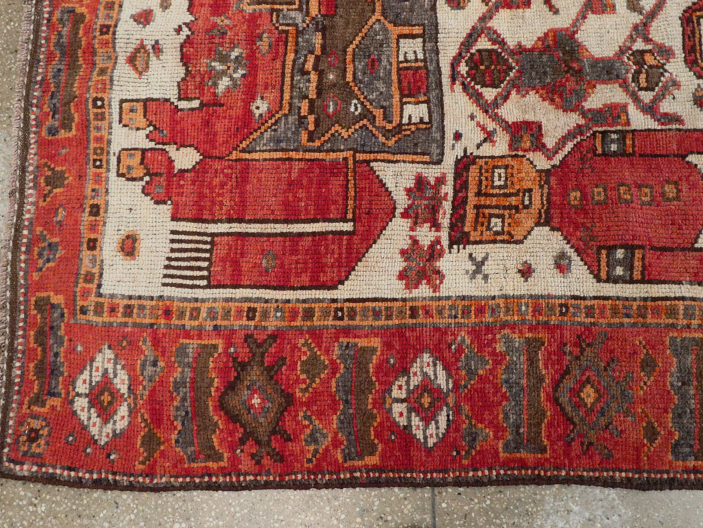 Vintage  Persian Bakhtiari Pictorial Carpet, No.27502 - Gss