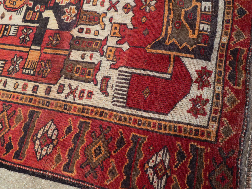 Vintage  Persian Bakhtiari Pictorial Carpet, No.27502 - Gss