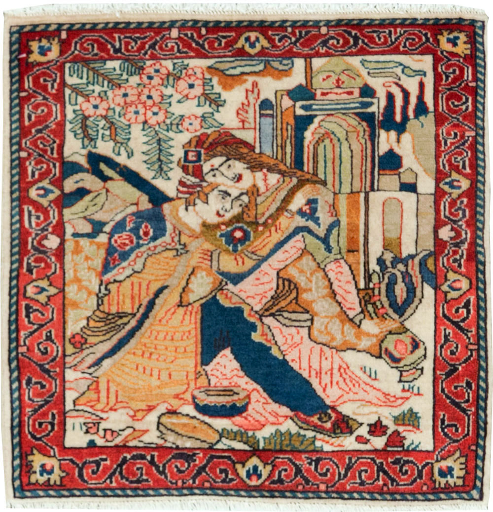 Vintage Persian Tabriz Pictorial Rug (Pair: 1 of 2), No.27505 - Gss