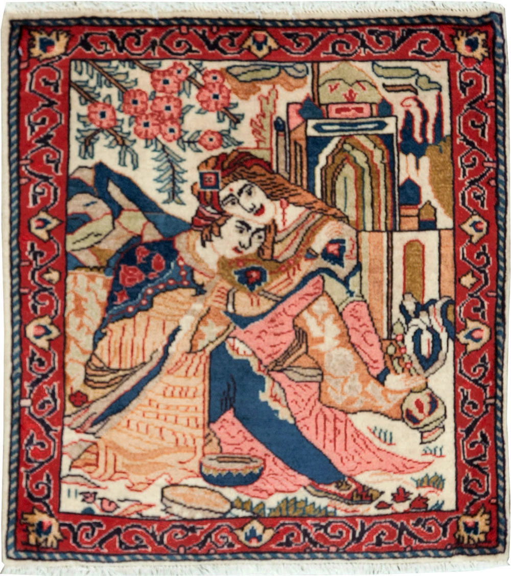 Vintage Persian Tabriz Pictorial Rug (Pair: 2 of 2), No.27506 - Gss