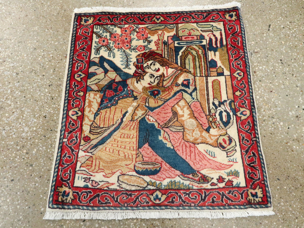 Vintage Persian Tabriz Pictorial Rug (Pair: 2 of 2), No.27506 - Gss