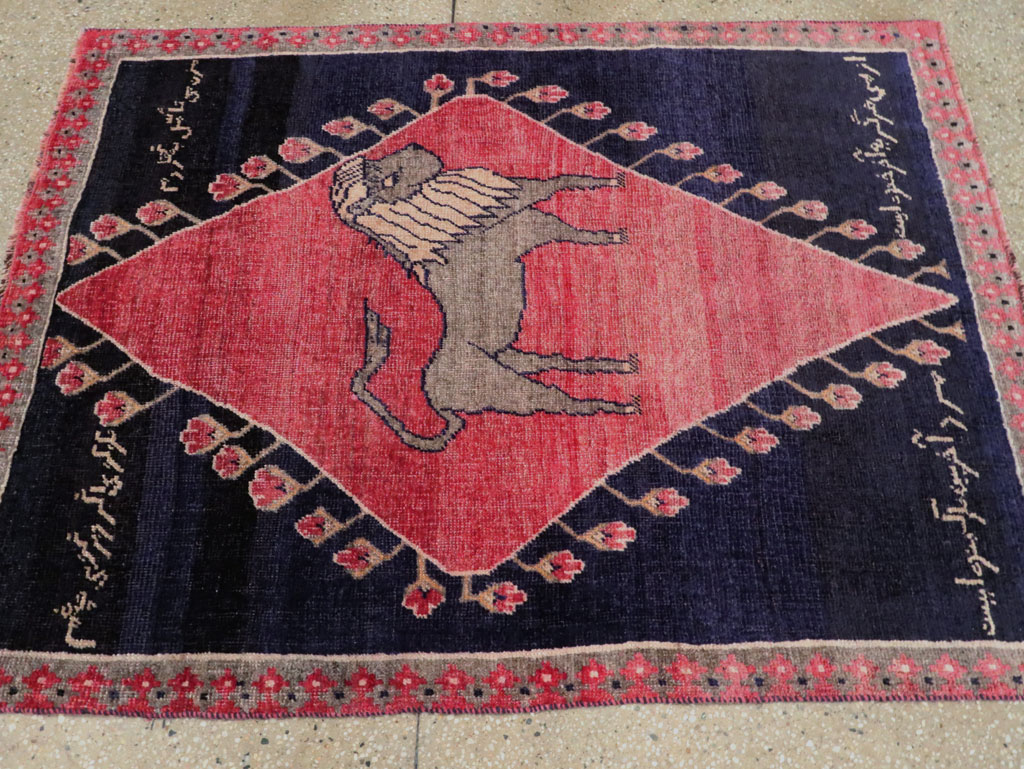 Vintage Kurdish Pictorial Rug, No.27521 - Gss
