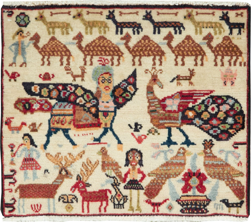 Vintage Persian Baluch Pictorial Rug (Pair: 2 of 2), No.27522 - Gss