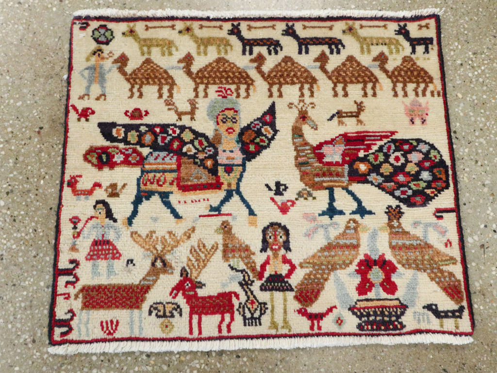 Vintage Persian Baluch Pictorial Rug (Pair: 2 of 2), No.27522 - Gss