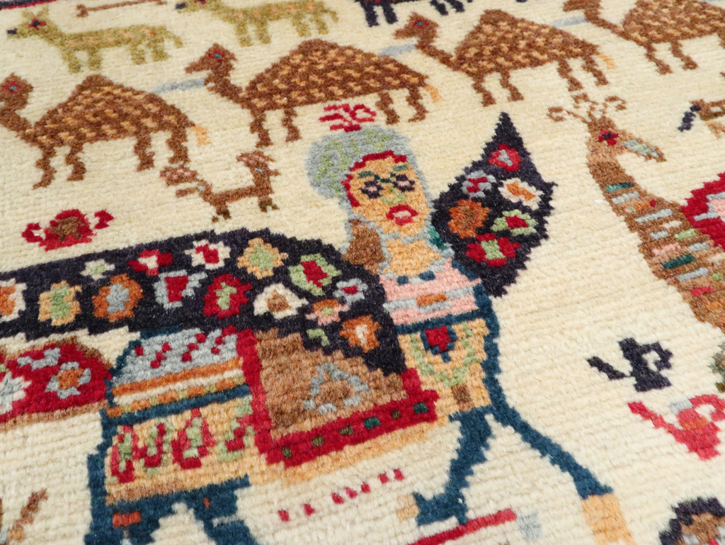 Vintage Persian Baluch Pictorial Rug (Pair: 2 of 2), No.27522 - Gss