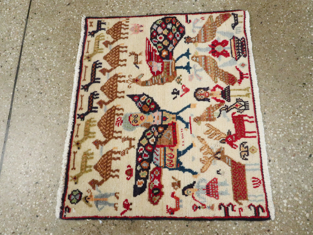 Vintage Persian Baluch Pictorial Rug (Pair: 2 of 2), No.27522 - Gss