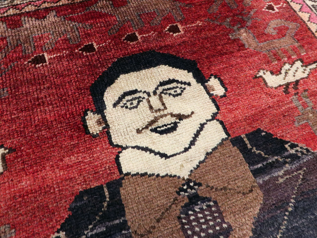 Vintage Persian Hamadan Pictorial Rug, No.27523 - Gss