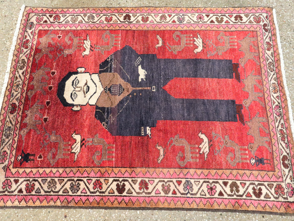 Vintage Persian Hamadan Pictorial Rug, No.27523 - Gss