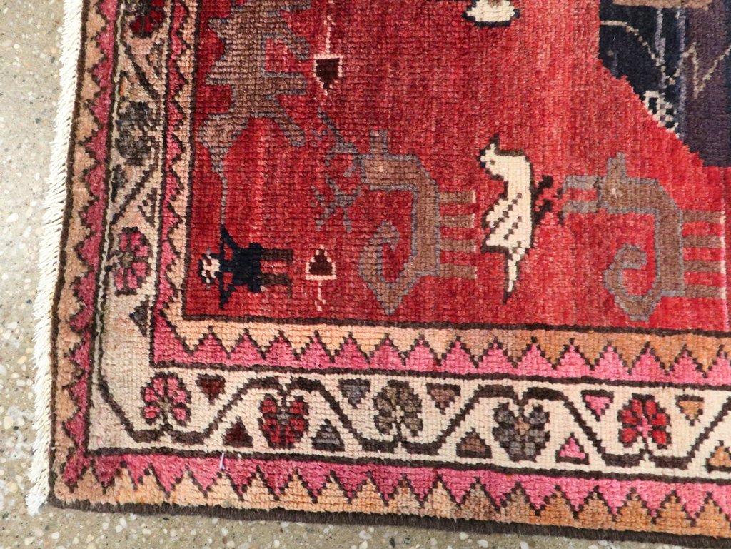 Vintage Persian Hamadan Pictorial Rug, No.27523 - Gss