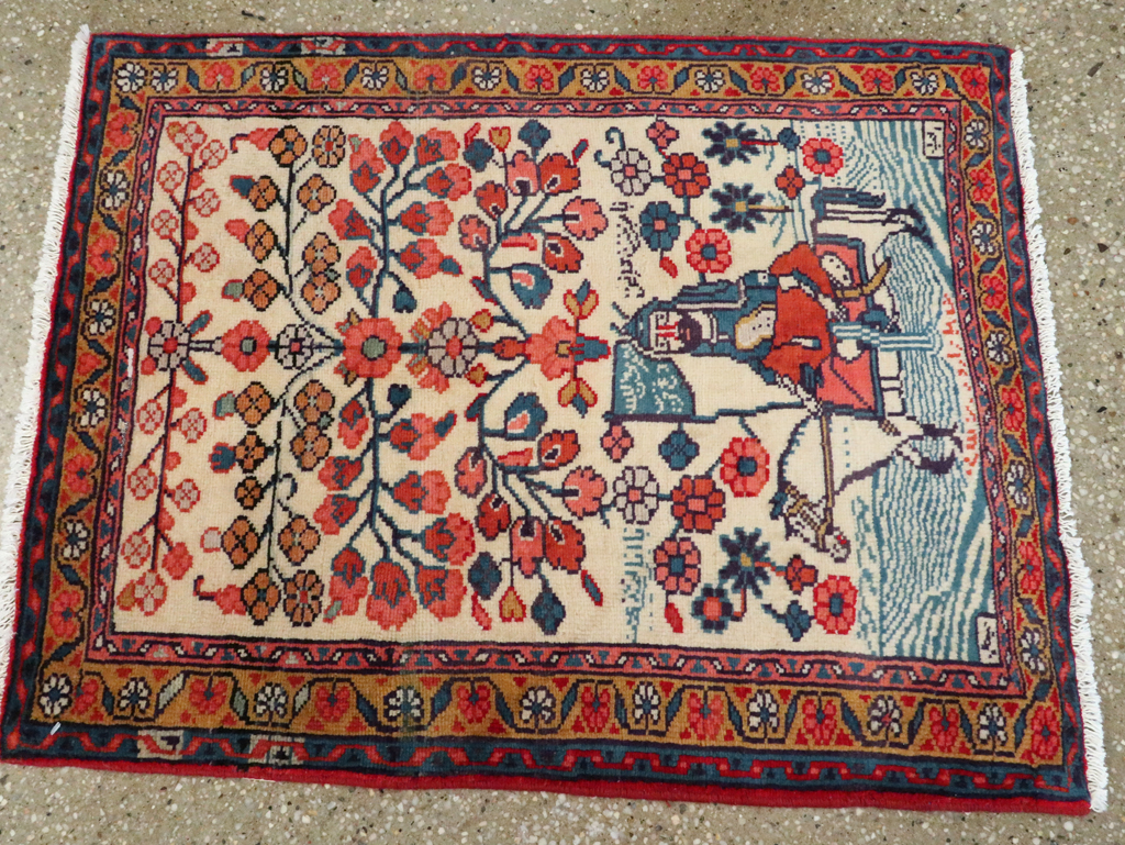 Vintage Persian Pictorial Hamadan Rug, No.27534 - Gss