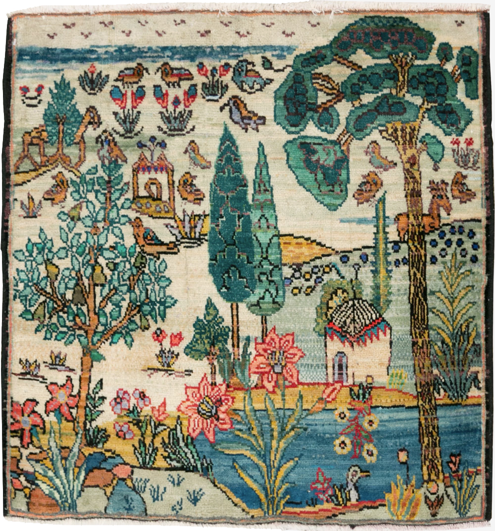 Vintage Persian Tabriz Pictorial Rug, No.27535 - Gss