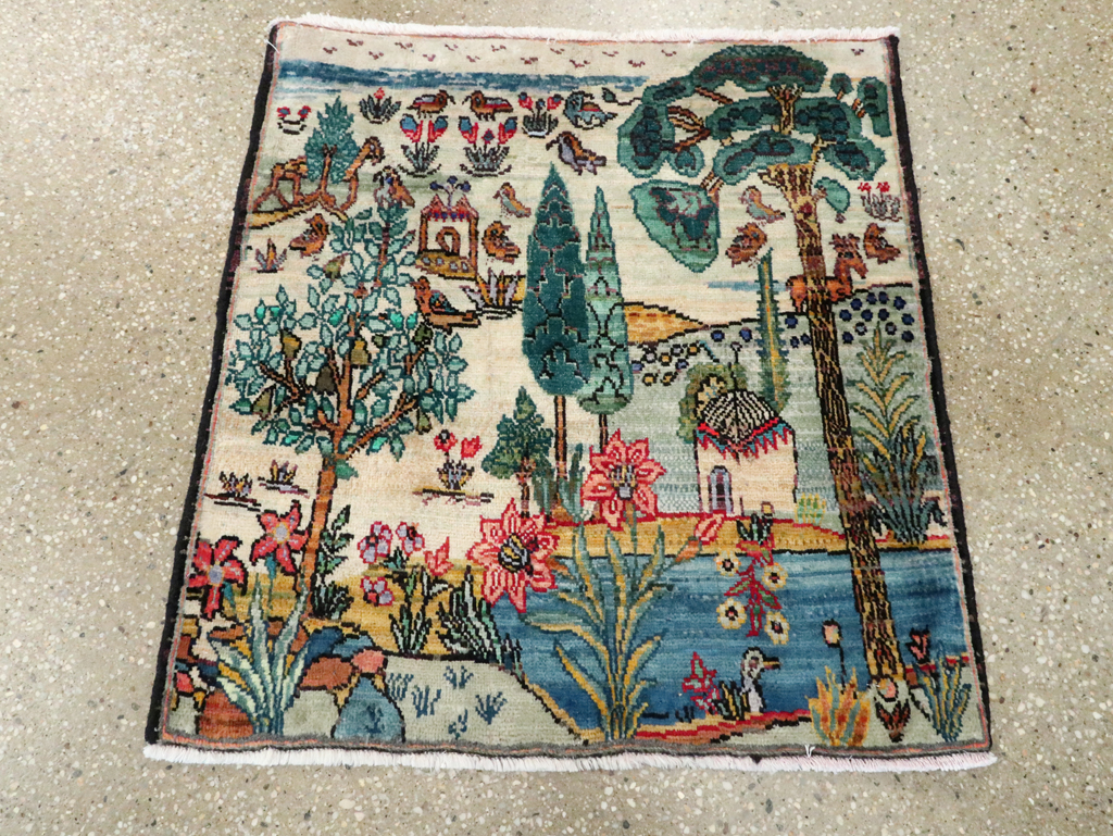 Vintage Persian Tabriz Pictorial Rug, No.27535 - Gss