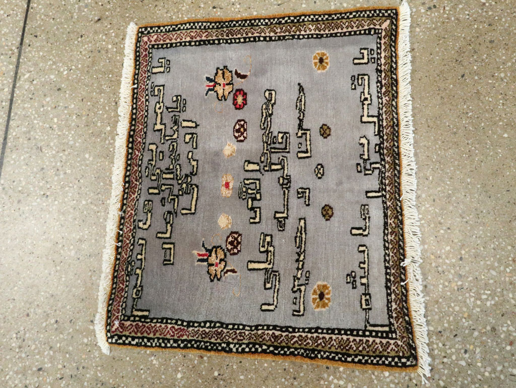 Vintage Persian Tabriz Pictorial Throw Rug, No.27536 - Gss