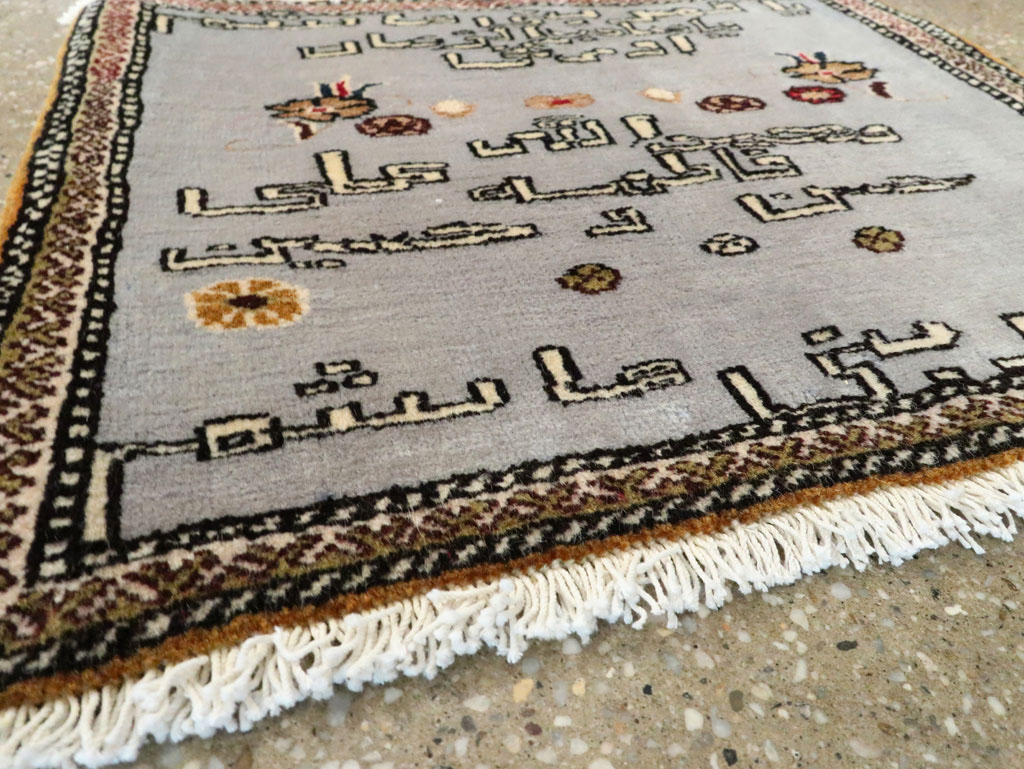 Vintage Persian Tabriz Pictorial Throw Rug, No.27536 - Gss