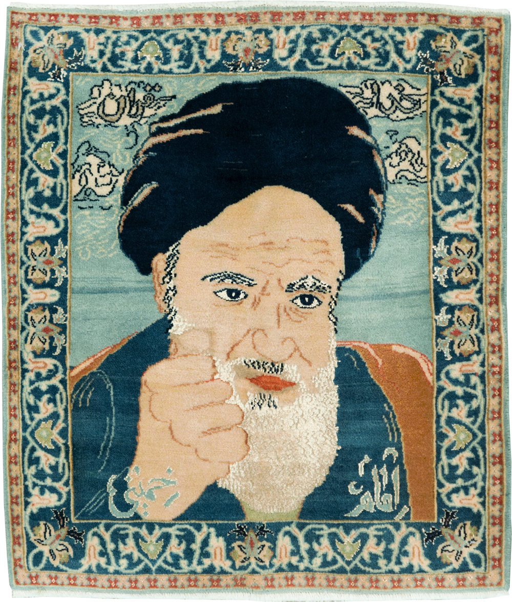 Vintage Persian Nain Pictorial Rug, No.27544 - Gss