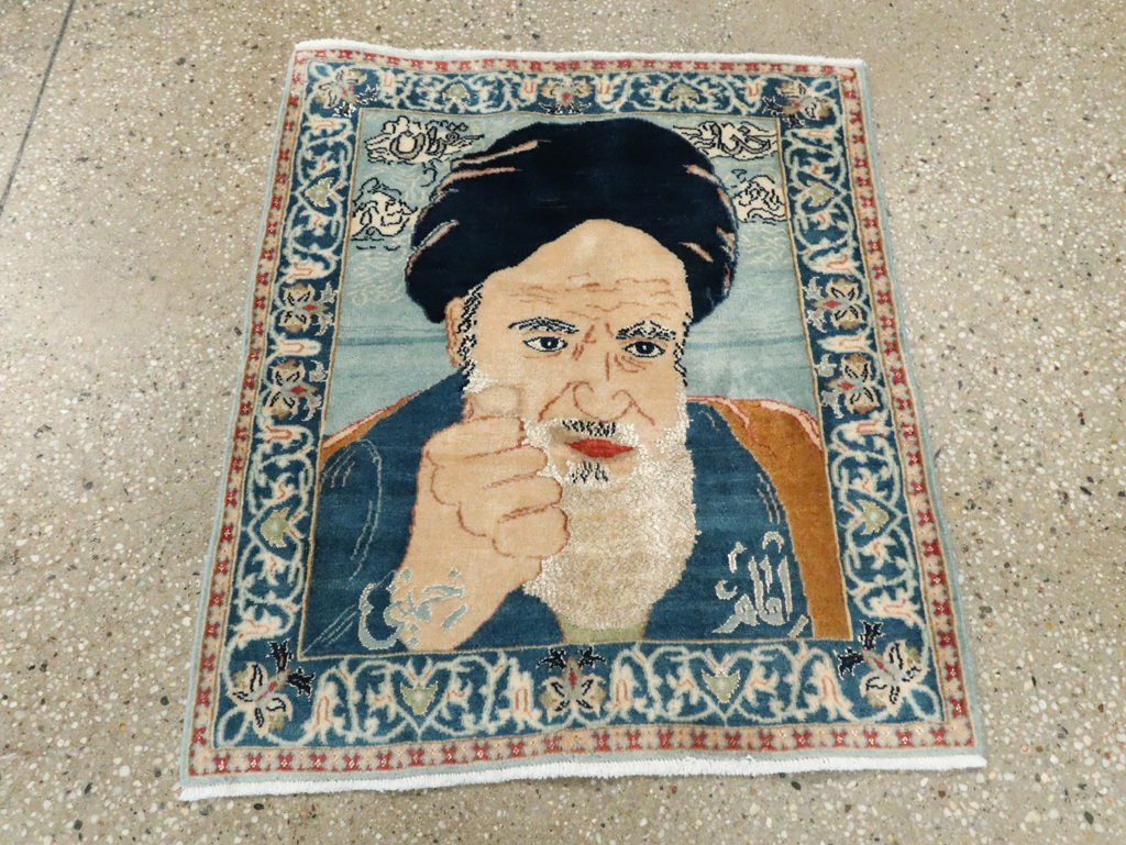 Vintage Persian Nain Pictorial Rug, No.27544 - Gss