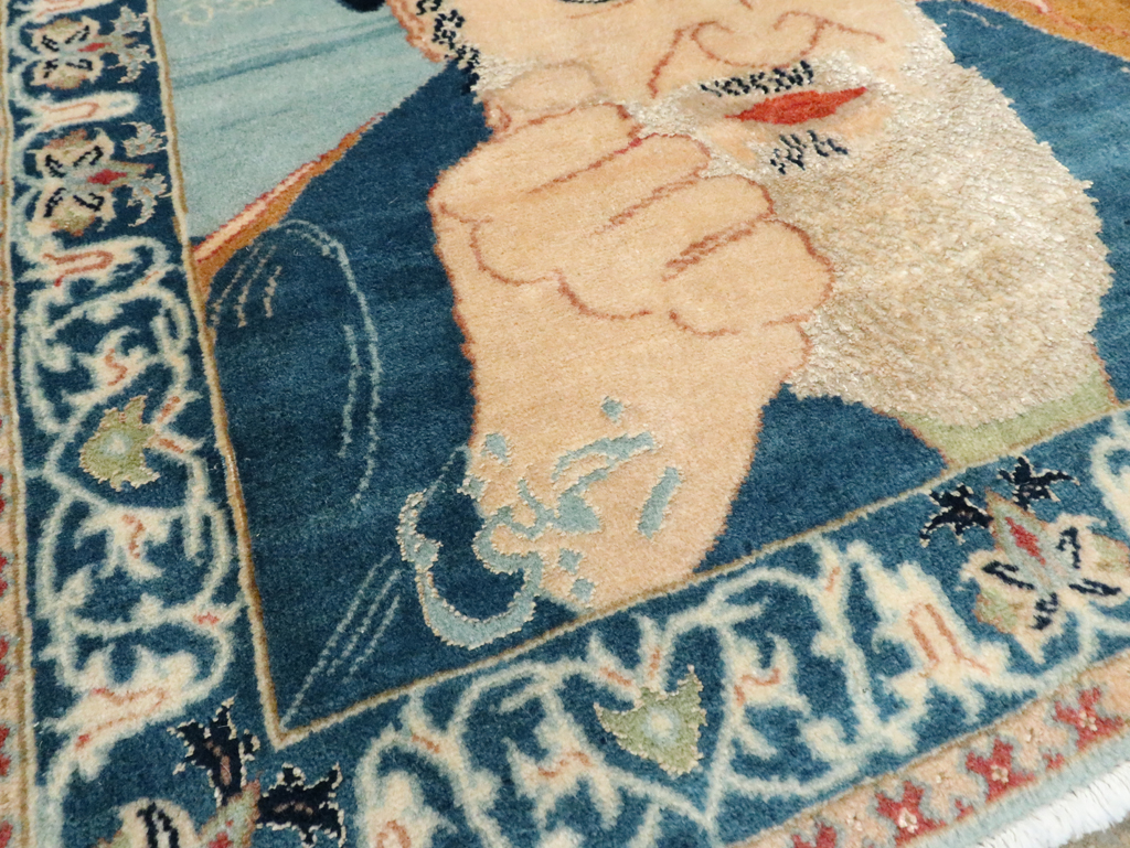 Vintage Persian Nain Pictorial Rug, No.27544 - Gss