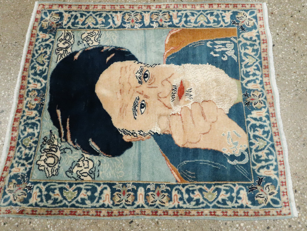 Vintage Persian Nain Pictorial Rug, No.27544 - Gss