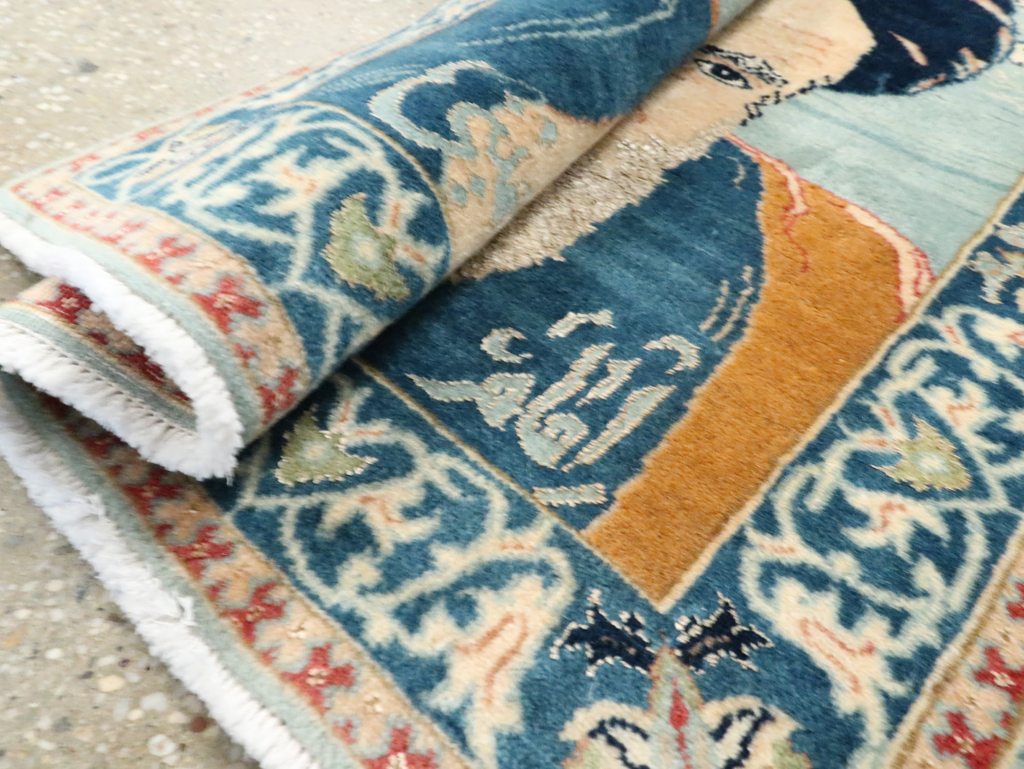 Vintage Persian Nain Pictorial Rug, No.27544 - Gss