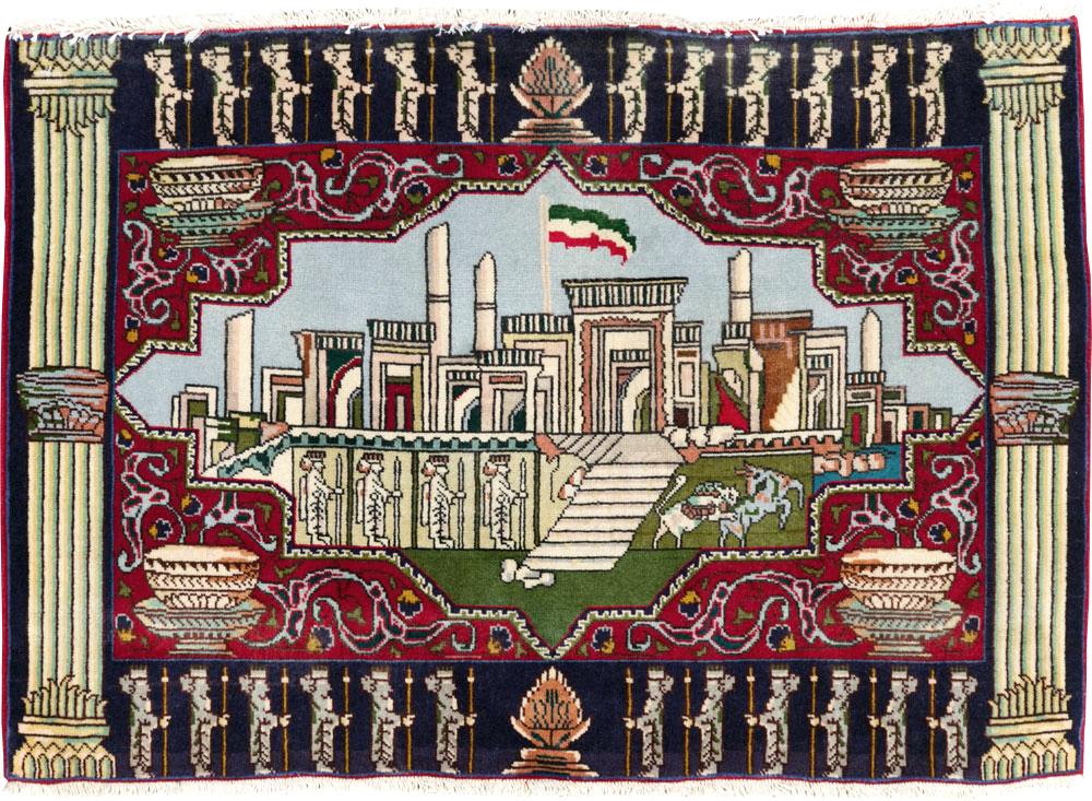 Vintage Persian Tabriz Pictorial Rug (Pair: 2 of 2), No.27557 - Gss