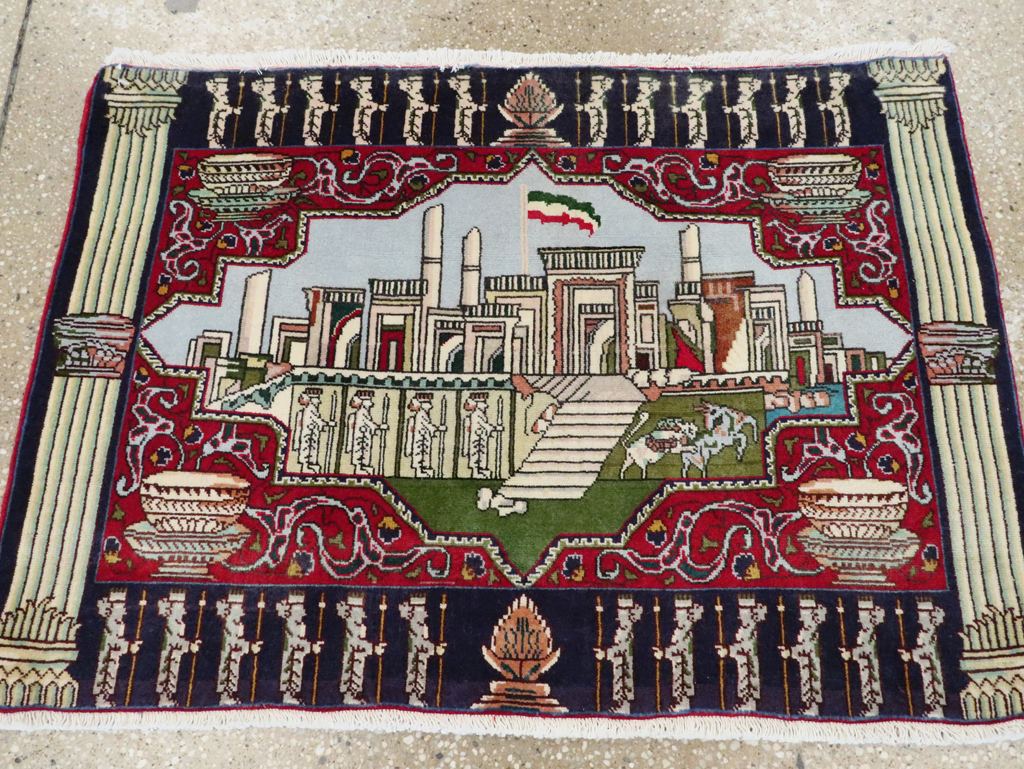 Vintage Persian Tabriz Pictorial Rug (Pair: 2 of 2), No.27557 - Gss