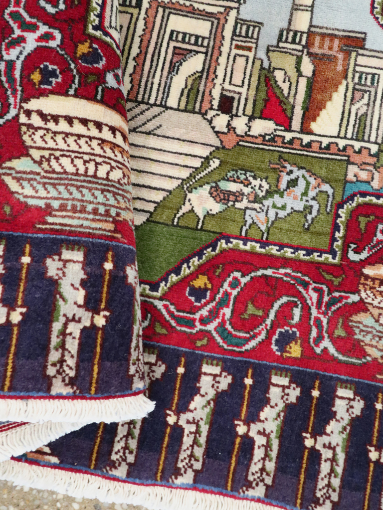 Vintage Persian Tabriz Pictorial Rug (Pair: 2 of 2), No.27557 - Gss