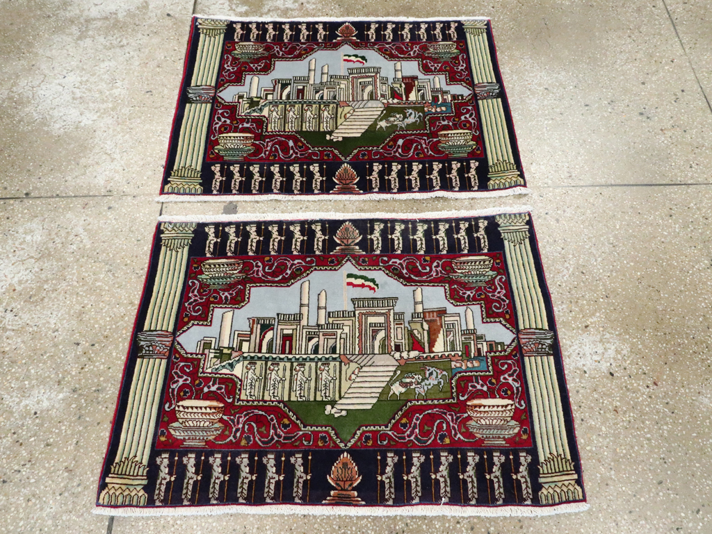Vintage Persian Tabriz Pictorial Rug (Pair: 2 of 2), No.27557 - Gss