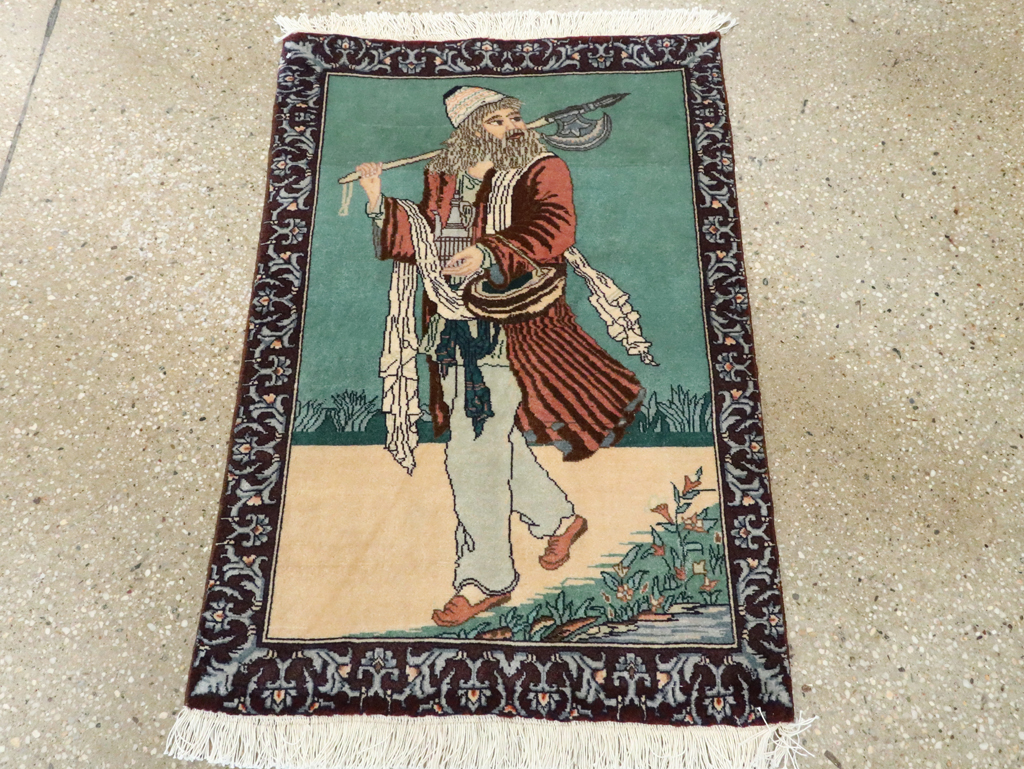 Vintage Persian Tabriz Pictorial Rug, No.27558 - Gss