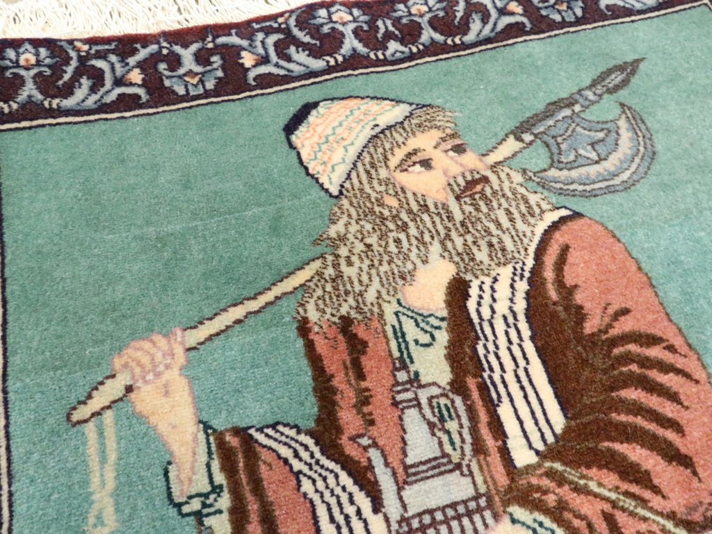 Vintage Persian Tabriz Pictorial Rug, No.27558 - Gss