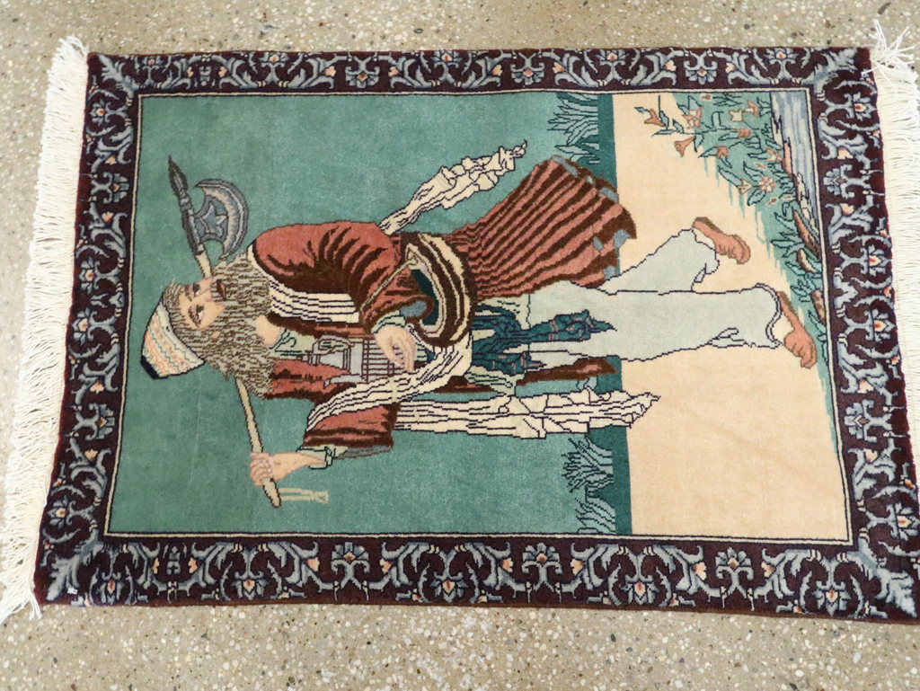 Vintage Persian Tabriz Pictorial Rug, No.27558 - Gss