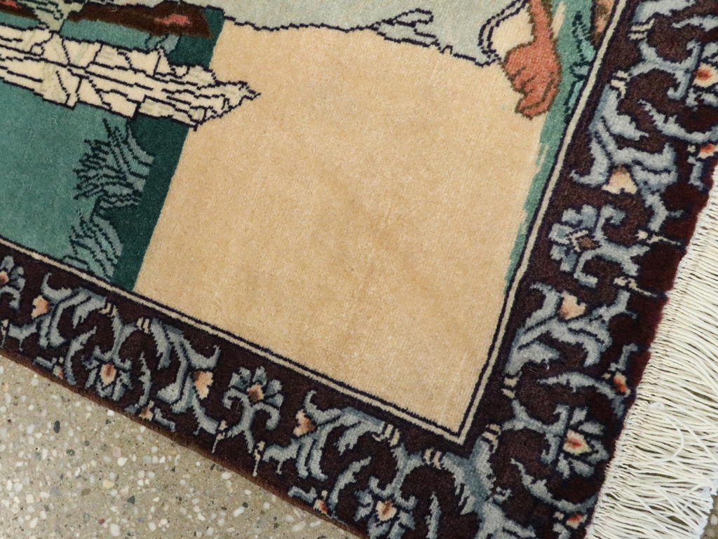 Vintage Persian Tabriz Pictorial Rug, No.27558 - Gss