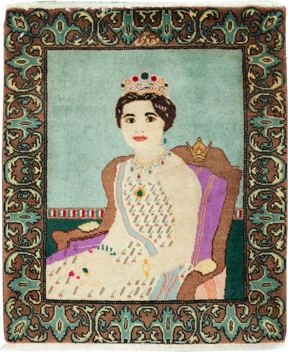 Vintage Persian Tabriz Pictorial Rug, No.27559 - Gss