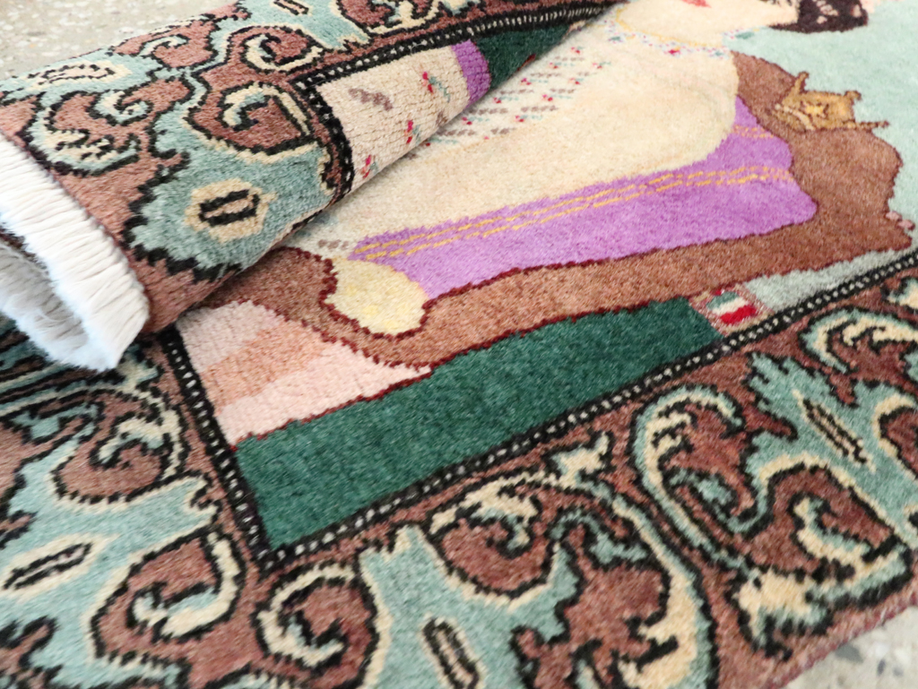 Vintage Persian Tabriz Pictorial Rug, No.27559 - Gss