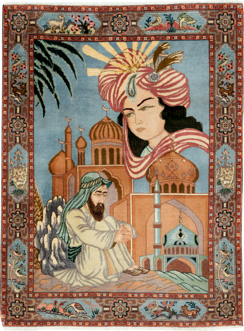 Vintage Persian Tabriz Pictorial Rug, No.27560 - Gss